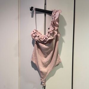 Express Pink Ruffle Bodysuit
